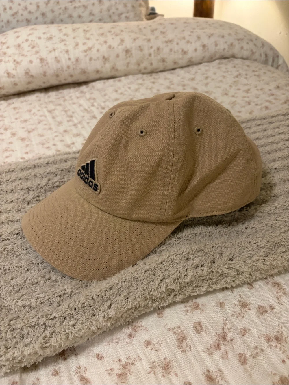 adidas Khaki Cotton Baseball Cap with Black Logo